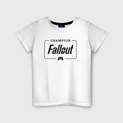 Футболка хлопковая детская Fallout gaming champion: рамка с лого и джойстиком, цвет: белый
