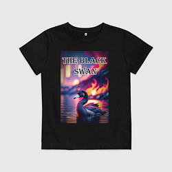 Футболка хлопковая детская Черный лебедь с красными глазами, цвет: черный