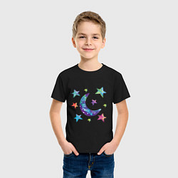 Футболка хлопковая детская Космическое небо, цвет: черный — фото 2