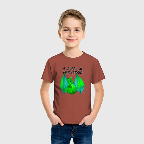 Детская футболка Девочка-дракон / Кирпичный – фото 3