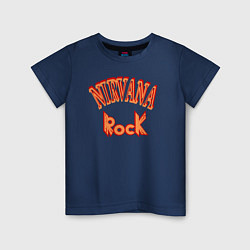 Футболка хлопковая детская Нирвана музыка рок, цвет: тёмно-синий