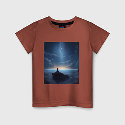 Детская футболка Мальчик, космос и море