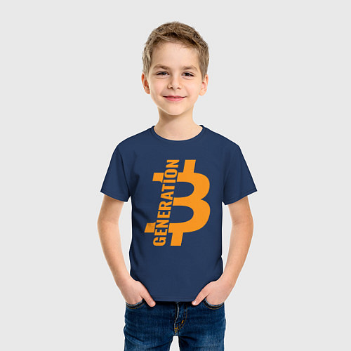 Детская футболка Поколение биткоин / Тёмно-синий – фото 3