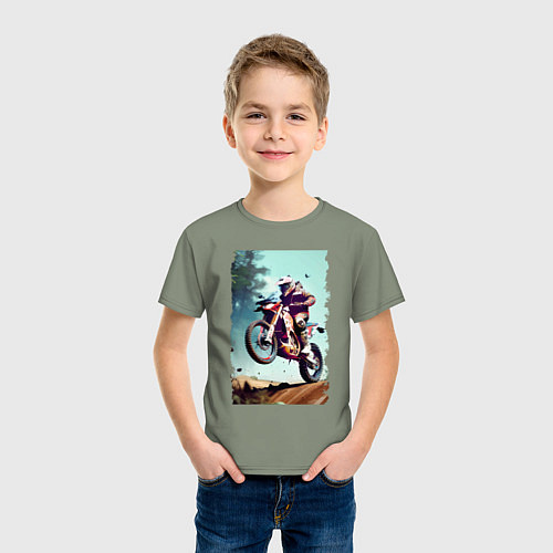 Детская футболка Мотокросс - экстрим / Авокадо – фото 3