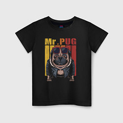 Футболка хлопковая детская Mr pug, цвет: черный