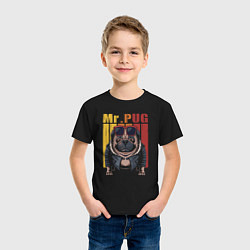 Футболка хлопковая детская Mr pug, цвет: черный — фото 2