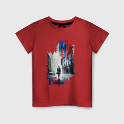Футболка хлопковая детская Прогулка по Москве - коллекция Бело-сине-красный -, цвет: красный