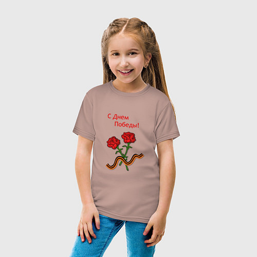 Детская футболка 2 гвоздики / Пыльно-розовый – фото 4