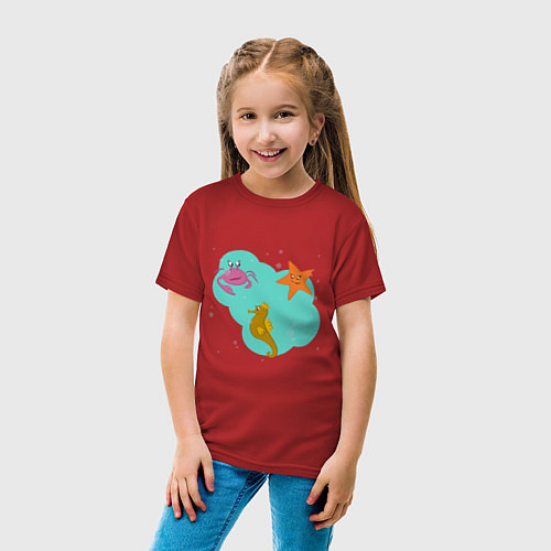 Детская футболка Забавные морские жители / Красный – фото 4