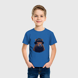 Футболка хлопковая детская Портрет капибары в шляпе, цвет: синий — фото 2