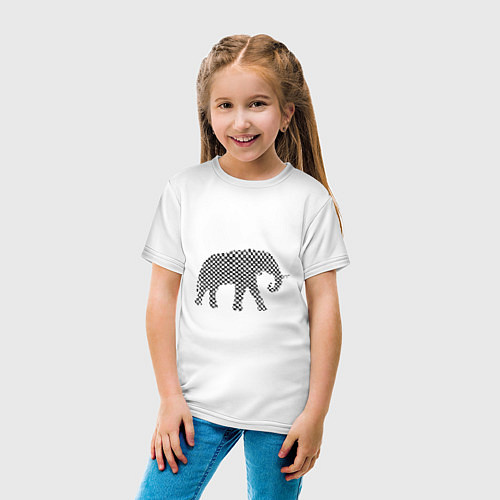 Детская футболка Слон в клеточку / Белый – фото 4