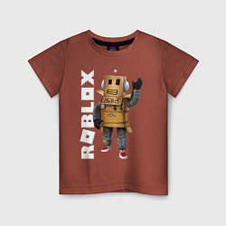 Футболка хлопковая детская Робот из Роблокс, цвет: кирпичный