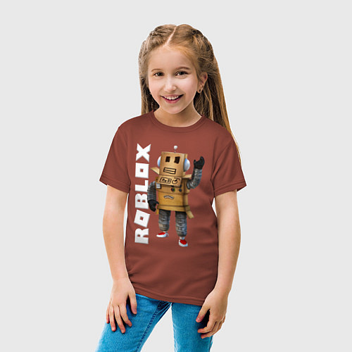 Детская футболка Робот из Роблокс / Кирпичный – фото 4