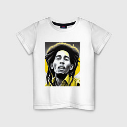 Футболка хлопковая детская Bob Marley Digital Art, цвет: белый