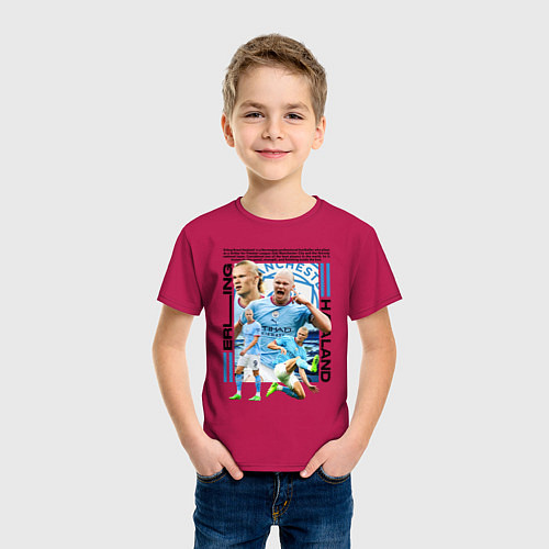 Детская футболка Холанд Эрлинг / Маджента – фото 3