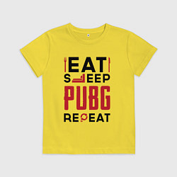 Детская футболка Надпись: eat sleep PUBG repeat