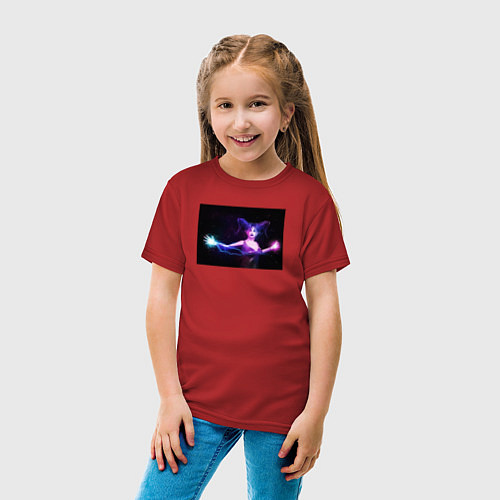 Детская футболка Женщина ведьма с голубыми и розовыми молниями / Красный – фото 4