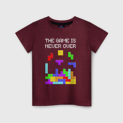 Футболка хлопковая детская Tetris - the game is never over, цвет: меланж-бордовый