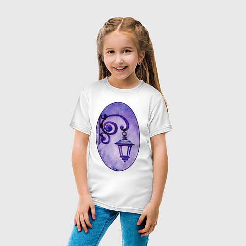 Детская футболка Фиолетовый фонарь в рамке / Белый – фото 4