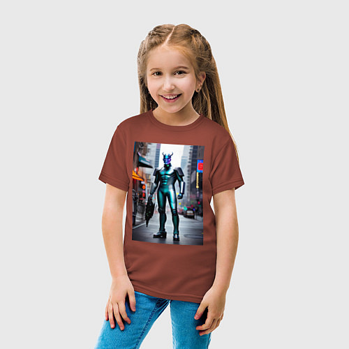 Детская футболка Демон с другой планеты - нейросеть / Кирпичный – фото 4