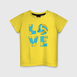 Футболка хлопковая детская Volleyball love, цвет: желтый