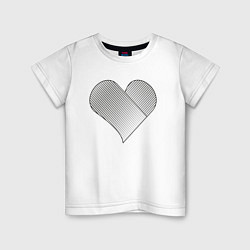 Футболка хлопковая детская Сердце с черными линиями, цвет: белый