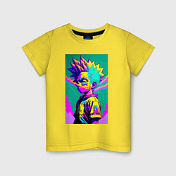 Футболка хлопковая детская Bart Simpson - pop art, цвет: желтый