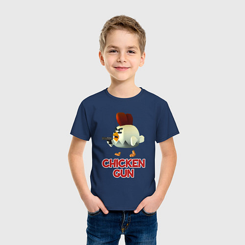 Детская футболка Chicken Gun chick / Тёмно-синий – фото 3