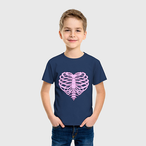 Детская футболка Bone heart / Тёмно-синий – фото 3