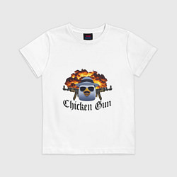 Футболка хлопковая детская Chicken gun game, цвет: белый