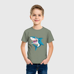 Футболка хлопковая детская Улыбка акулы, цвет: авокадо — фото 2