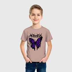 Футболка хлопковая детская Gothic black butterfly, цвет: пыльно-розовый — фото 2