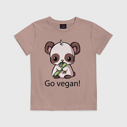 Футболка хлопковая детская Go vegan - motto, цвет: пыльно-розовый