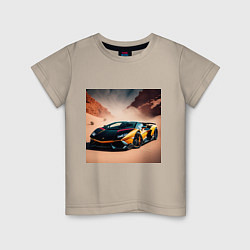 Футболка хлопковая детская Lamborghini Aventador, цвет: миндальный
