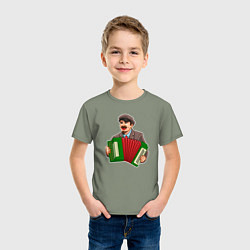 Футболка хлопковая детская Ленин на баяне, цвет: авокадо — фото 2