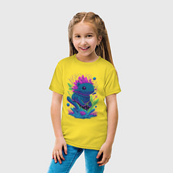 Футболка хлопковая детская Аксолотль неон, цвет: желтый — фото 2