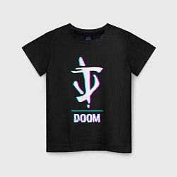 Футболка хлопковая детская Doom в стиле glitch и баги графики, цвет: черный