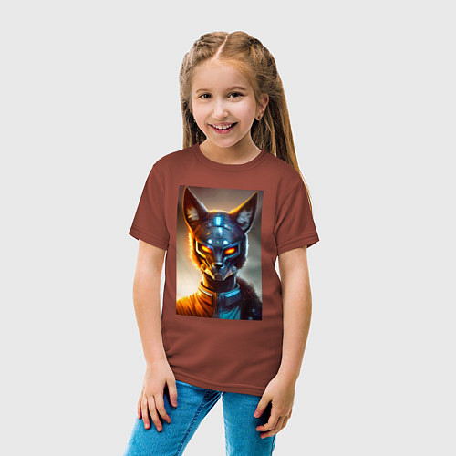 Детская футболка Cyber-fox - neural network / Кирпичный – фото 4