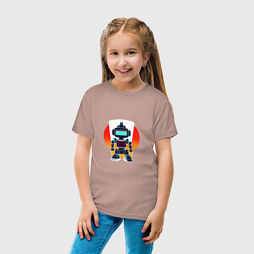 Детская футболка Ретро робот-андроид / Пыльно-розовый – фото 4