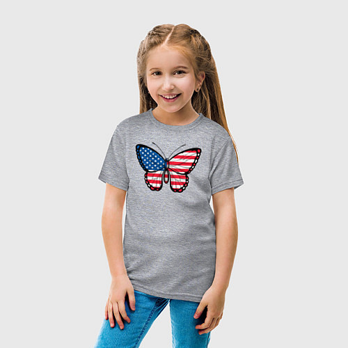 Детская футболка США бабочка / Меланж – фото 4