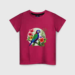 Детская футболка Попугай среди цветов