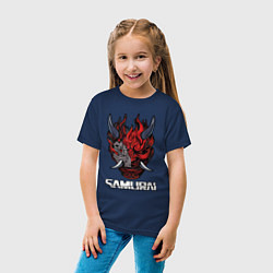 Футболка хлопковая детская Samurai logo, цвет: тёмно-синий — фото 2