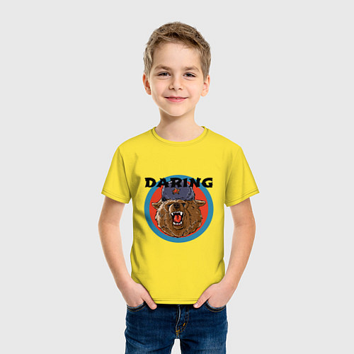 Детская футболка Медведь в ушанке злой / Желтый – фото 3