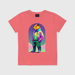 Детская футболка Модный капибара - нейросеть