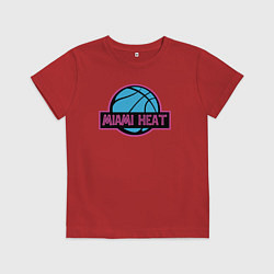 Футболка хлопковая детская Miami Heat team, цвет: красный
