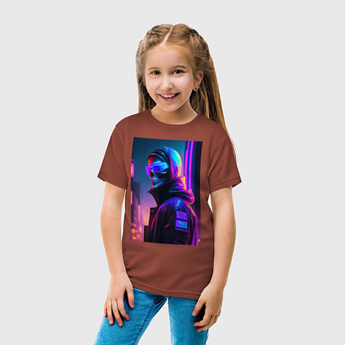 Детская футболка Неон череп / Кирпичный – фото 4