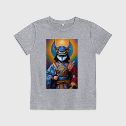 Детская футболка Кот-самурай - нейросеть