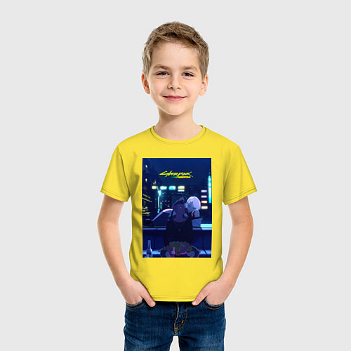 Детская футболка Cyberpunk: Edgerunners Дэвид и Люси / Желтый – фото 3