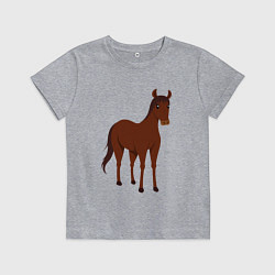 Футболка хлопковая детская Прекрасная лошадка, цвет: меланж