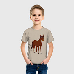 Футболка хлопковая детская Прекрасная лошадка, цвет: миндальный — фото 2